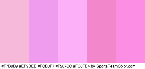 #F7B9D9 #EF9BEE #FCB0F7 #F287CC #FC8FE4 Colors