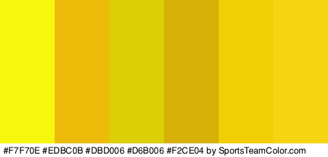 #F7F70E #EDBC0B #DBD006 #D6B006 #F2CE04 #F7D411 Colors