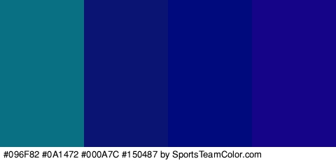 #096F82 #0A1472 #000A7C #150487 Colors