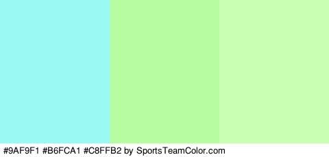 #9AF9F1 #B6FCA1 #C8FFB2 Colors