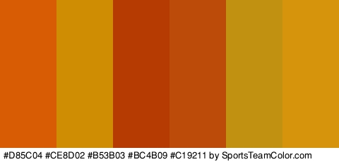 #D85C04 #CE8D02 #B53B03 #BC4B09 #C19211 #D6930C Colors