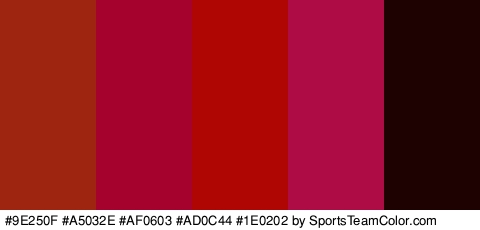 #9E250F #A5032E #AF0603 #AD0C44 #1E0202 Colors