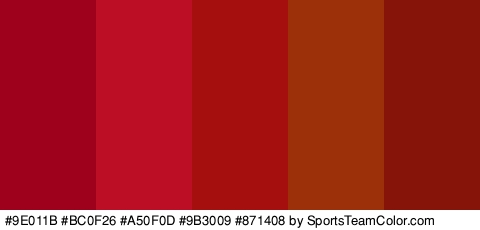 #9E011B #BC0F26 #A50F0D #9B3009 #871408 Colors