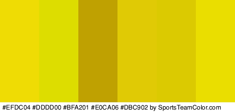 #EFDC04 #DDDD00 #BFA201 #E0CA06 #DBC902 #EADE00 Colors