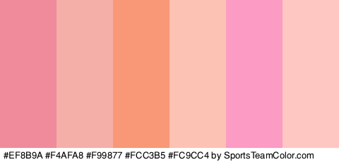 #EF8B9A #F4AFA8 #F99877 #FCC3B5 #FC9CC4 #FFC7C1 Colors