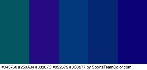 #045760 #250A84 #03387C #052672 #0C0277 Colors