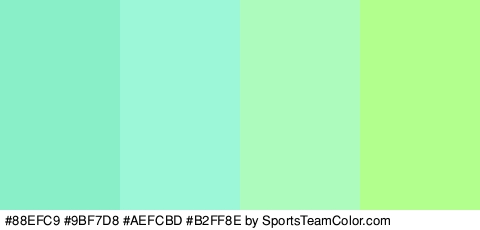 #88EFC9 #9BF7D8 #AEFCBD #B2FF8E Colors