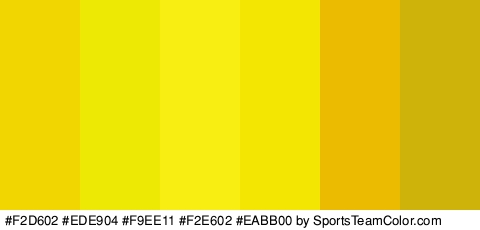 #F2D602 #EDE904 #F9EE11 #F2E602 #EABB00 #CEB40A Colors