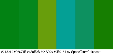 #018212 #06871E #689E0B #04A096 #0E9161 #167F01 Colors