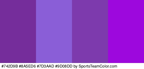 #742D9B #8A5ED6 #7D3AAD #9D08DD Colors