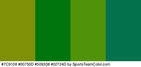 #7C9108 #00750D #509308 #02724D Colors