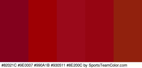 #82021C #9E0007 #990A1B #930511 #8E200C Colors