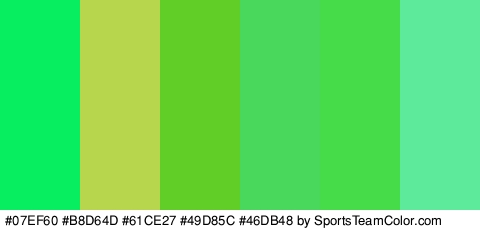 #07EF60 #B8D64D #61CE27 #49D85C #46DB48 #5DEA9A Colors