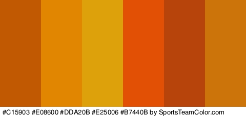 #C15903 #E08600 #DDA20B #E25006 #B7440B #CC740A Colors