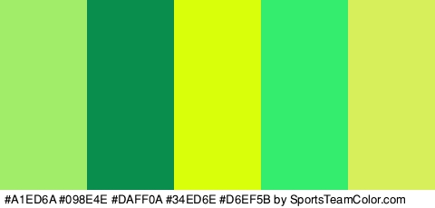 #A1ED6A #098E4E #DAFF0A #34ED6E #D6EF5B Colors