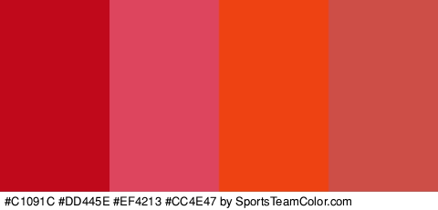 #C1091C #DD445E #EF4213 #CC4E47 Colors