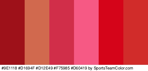 #9E1118 #D1694F #D12E49 #F75985 #D60419 #D12C29 Colors