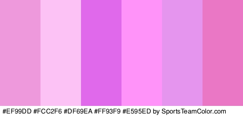 #EF99DD #FCC2F6 #DF69EA #FF93F9 #E595ED #EA77C6 Colors