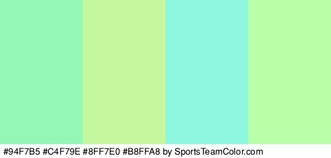 #94F7B5 #C4F79E #8FF7E0 #B8FFA8 Colors