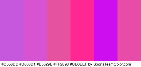 #C558DD #D653D1 #E5529E #FF2893 #CD0EEF #E84CA9 Colors