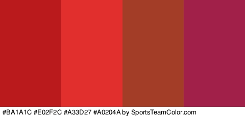 #BA1A1C #E02F2C #A33D27 #A0204A Colors