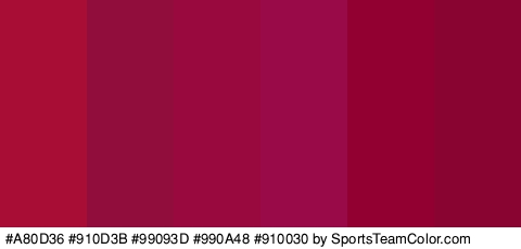 #A80D36 #910D3B #99093D #990A48 #910030 #890430 Colors