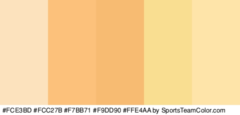 #FCE3BD #FCC27B #F7BB71 #F9DD90 #FFE4AA Colors