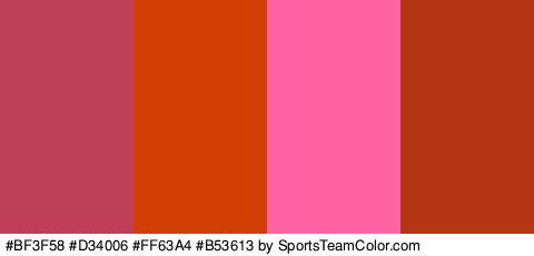 #BF3F58 #D34006 #FF63A4 #B53613 Colors