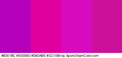 #B301BC #E0009D #D60ABE #CC1099 Colors