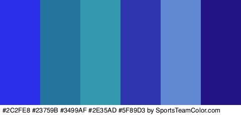 #2C2FE8 #23759B #3499AF #2E35AD #5F89D3 #241587 Colors