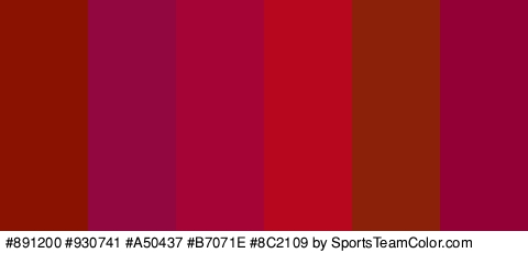 #891200 #930741 #A50437 #B7071E #8C2109 #930036 Colors