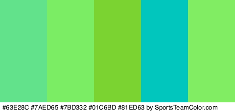 #63E28C #7AED65 #7BD332 #01C6BD #81ED63 Colors