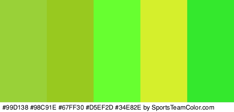 #99D138 #98C91E #67FF30 #D5EF2D #34E82E Colors