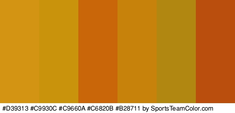 #D39313 #C9930C #C9660A #C6820B #B28711 #BA4F0D Colors