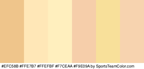 #EFC58B #FFE7B7 #FFEFBF #F7CEAA #F9E09A #F7D3AF Colors