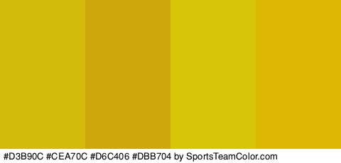 #D3B90C #CEA70C #D6C406 #DBB704 Colors