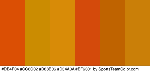 #DB4F04 #CC8C02 #D88B06 #D34A0A #BF6301 #C97F08 Colors