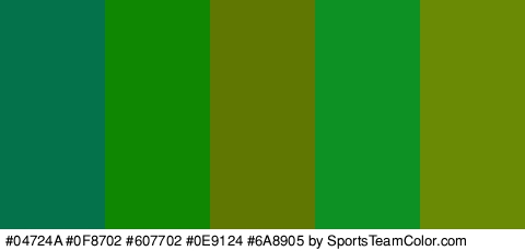 #04724A #0F8702 #607702 #0E9124 #6A8905 Colors