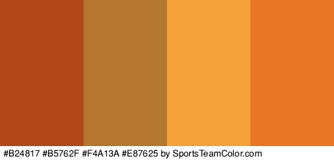 #B24817 #B5762F #F4A13A #E87625 Colors