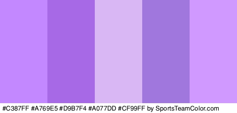 #C387FF #A769E5 #D9B7F4 #A077DD #CF99FF Colors