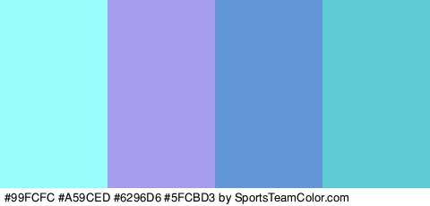 #99FCFC #A59CED #6296D6 #5FCBD3 Colors