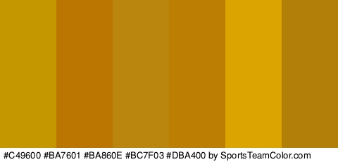 #C49600 #BA7601 #BA860E #BC7F03 #DBA400 #B27F08 Colors