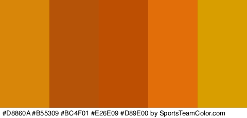 #D8860A #B55309 #BC4F01 #E26E09 #D89E00 Colors