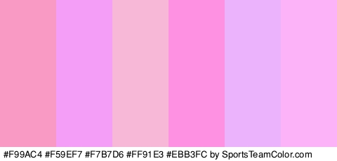 #F99AC4 #F59EF7 #F7B7D6 #FF91E3 #EBB3FC #FCB3F7 Colors