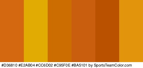 #D36810 #E2AB04 #CC6D02 #C95F0E #BA5101 #E2940D Colors