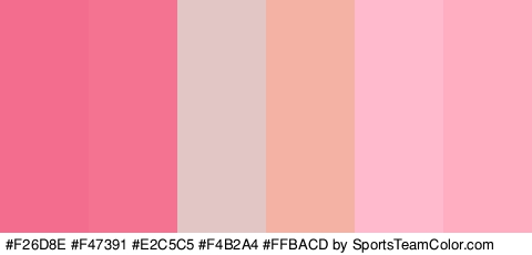 #F26D8E #F47391 #E2C5C5 #F4B2A4 #FFBACD #FFADC1 Colors