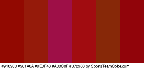 #910900 #961A0A #9E0F48 #A00C0F #872908 #910409 Colors