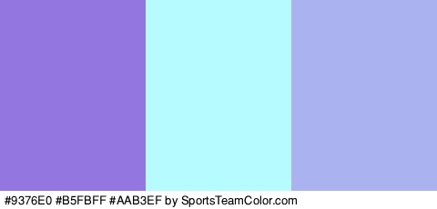 #9376E0 #B5FBFF #AAB3EF Colors