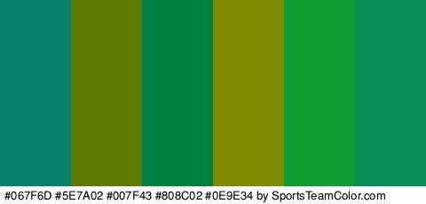 #067F6D #5E7A02 #007F43 #808C02 #0E9E34 #078E54 Colors