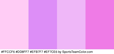 #FFCCF6 #DD8FF7 #EFB7F7 #EF7CE6 Colors